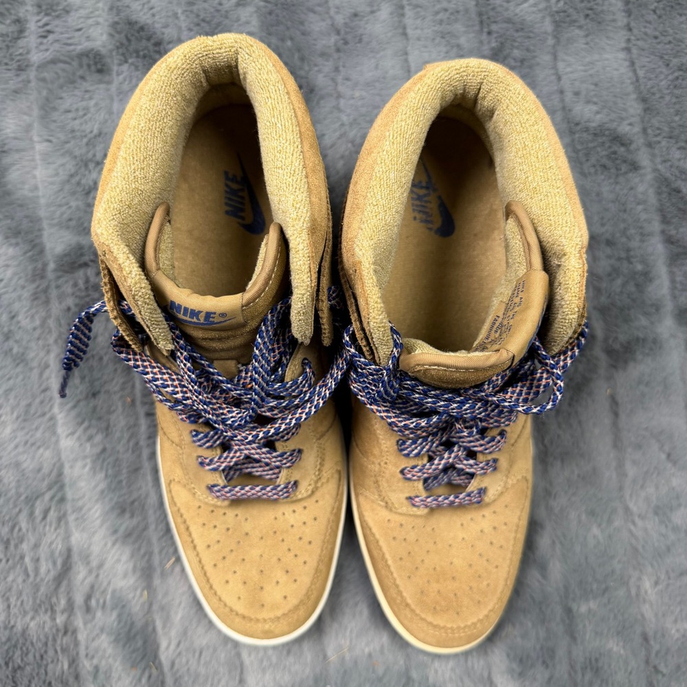 Nike Dunk Sky High Wheat Suede Wedge Sneakers Tan 528899-201 Womens 11 - Picture 3 of 8